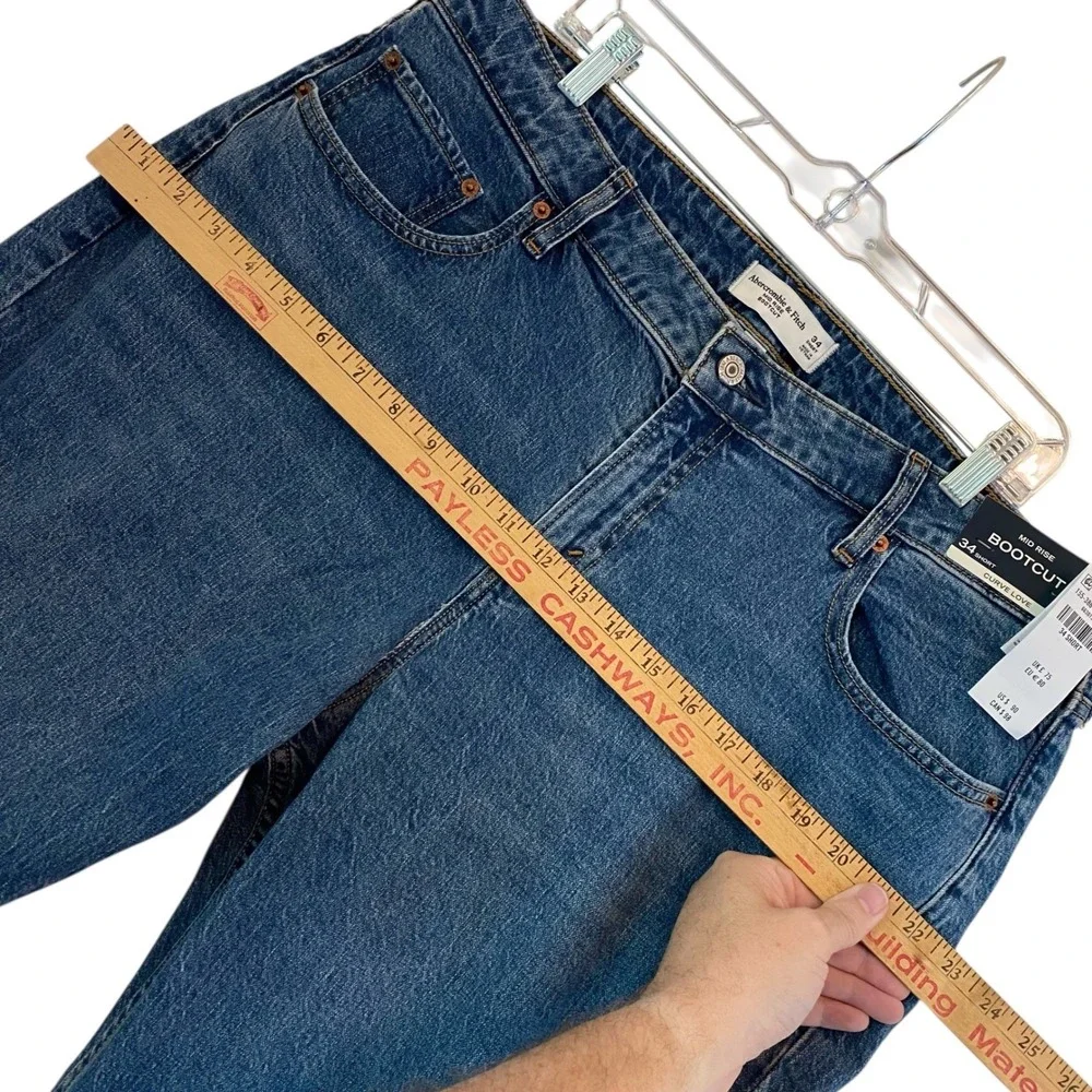 Abercrombie Fitch Curve Love Mid Rise Bootcut Jeans Women 34x30 Fit 36 Short NEW - Picture 11 of 14